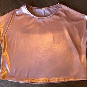 Zara metallic peach boxy tee